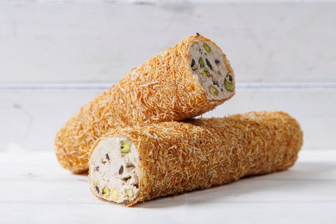 Knafeh, Nogah, Pistachio with Almond Cream Rolls